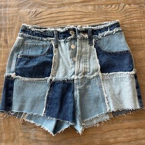 Wild Fable Patchwork Jean Shorts - Blue Mix